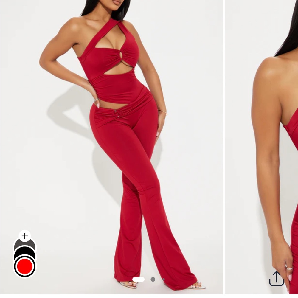 Fashion Nova Red One-Shoulder Jumpsuit